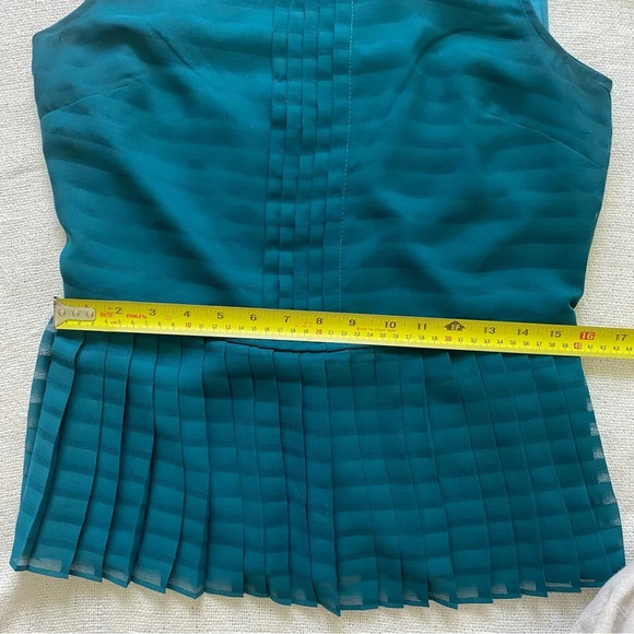 BANANA  Republic Teal Pleated Peplum Tank Top Size 6 - Picture 5 of 13